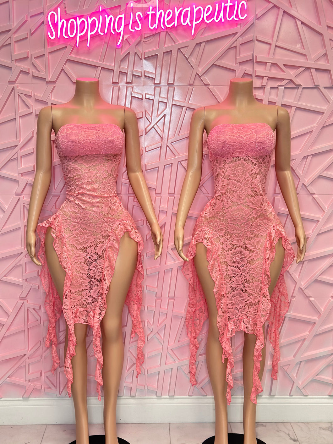 Lace floral dress (pink)