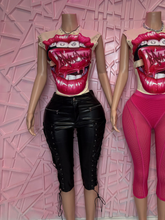 Load image into Gallery viewer, Leather Laced sides Capris
